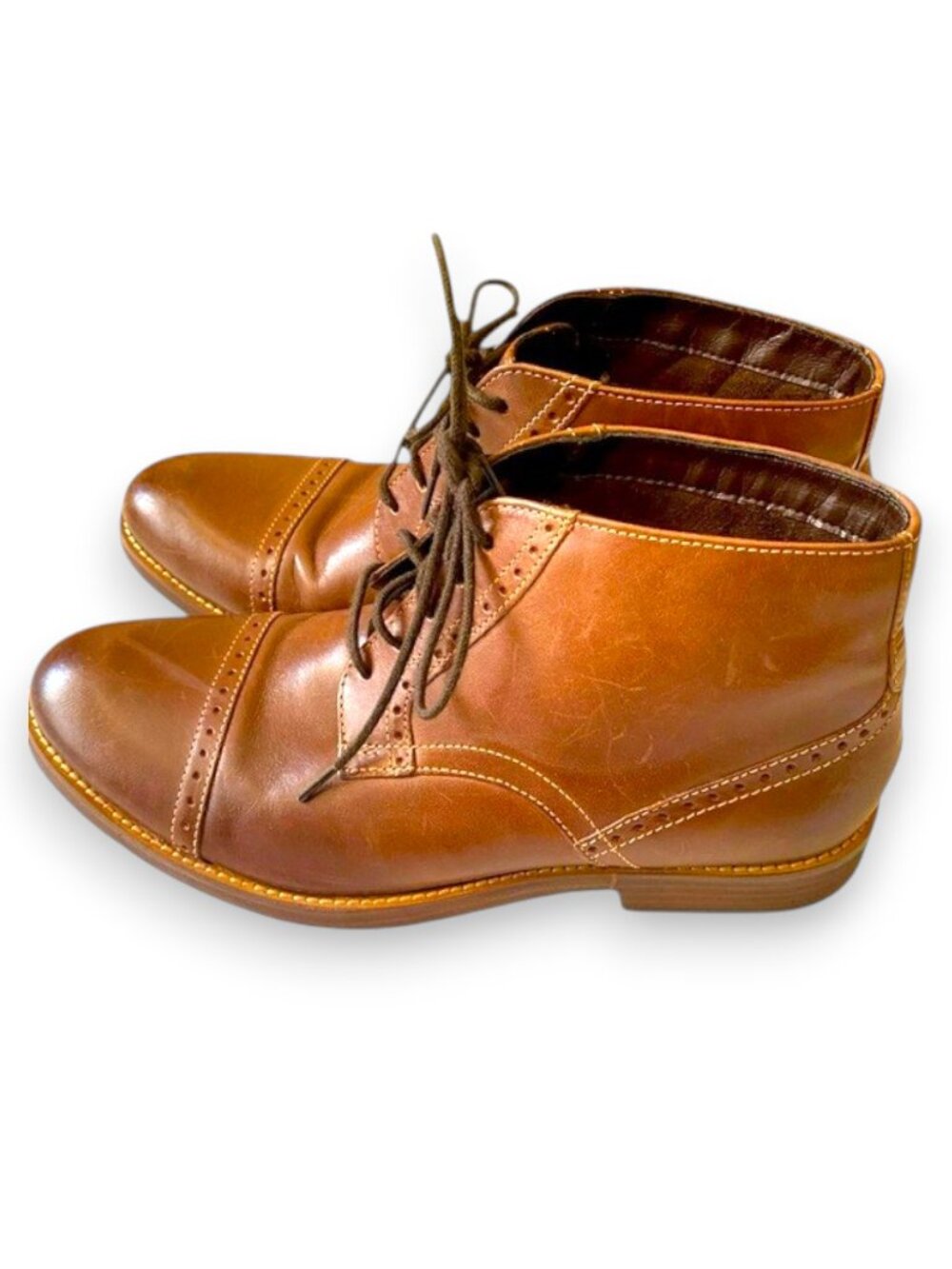 Nunn Bush Middleton Leather Chukka Boots Men’s 8 Cognac Cap Toe Classic Menswear